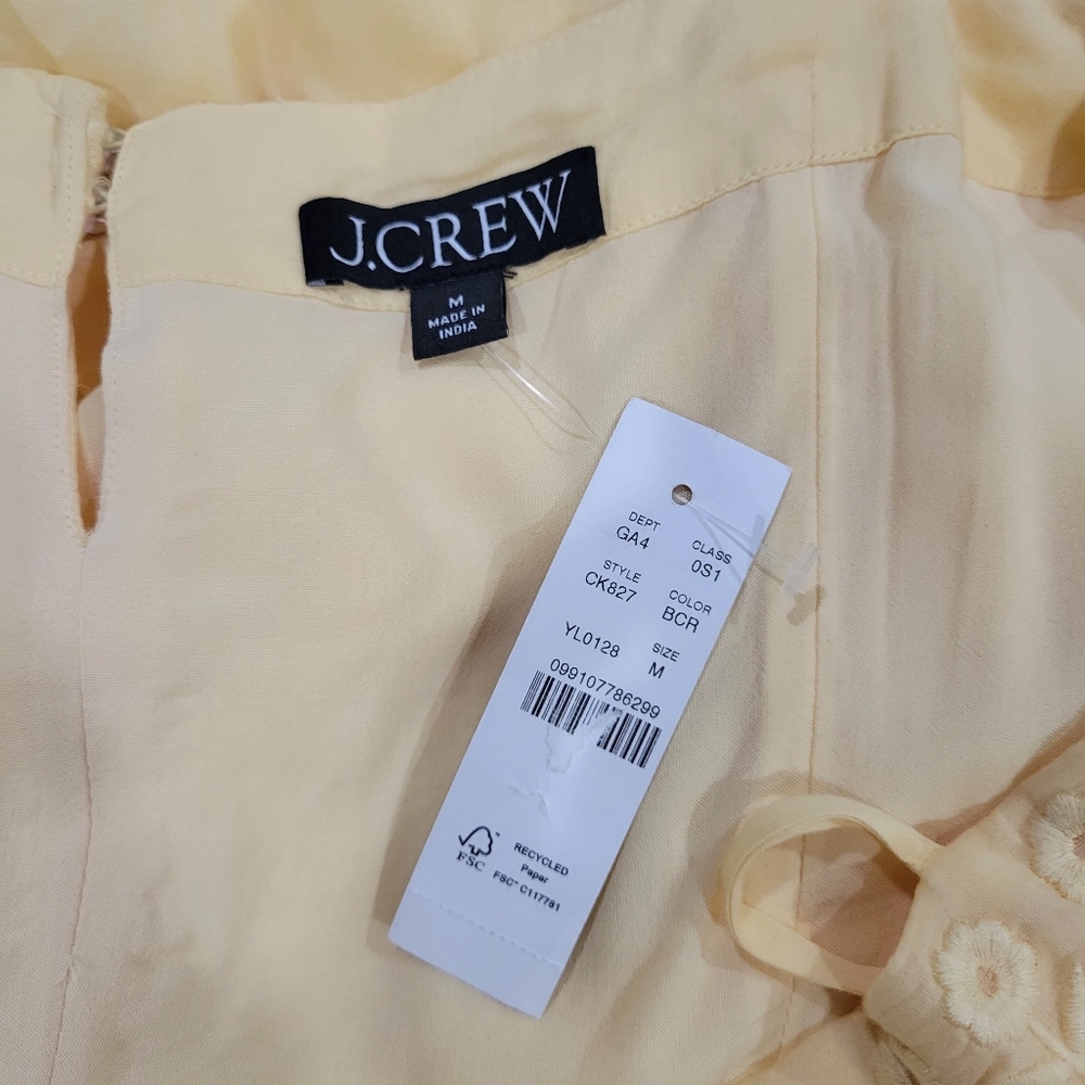 J Crew Sorrento dress in Organic cotton voile CK827 Size M Yellow NWT - Picture 9 of 11